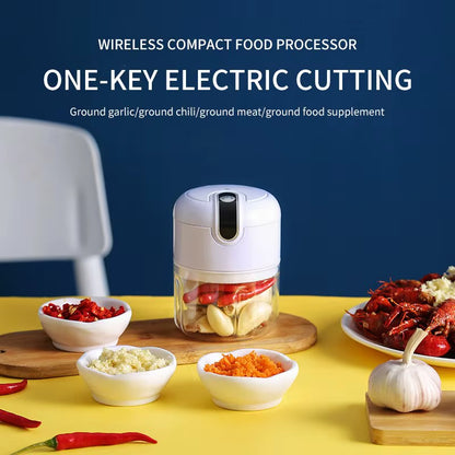 Electric Garlic Masher & Multi-Function Mini Chopper - USB Rechargeable Meat Grinder for Effortless Cooking